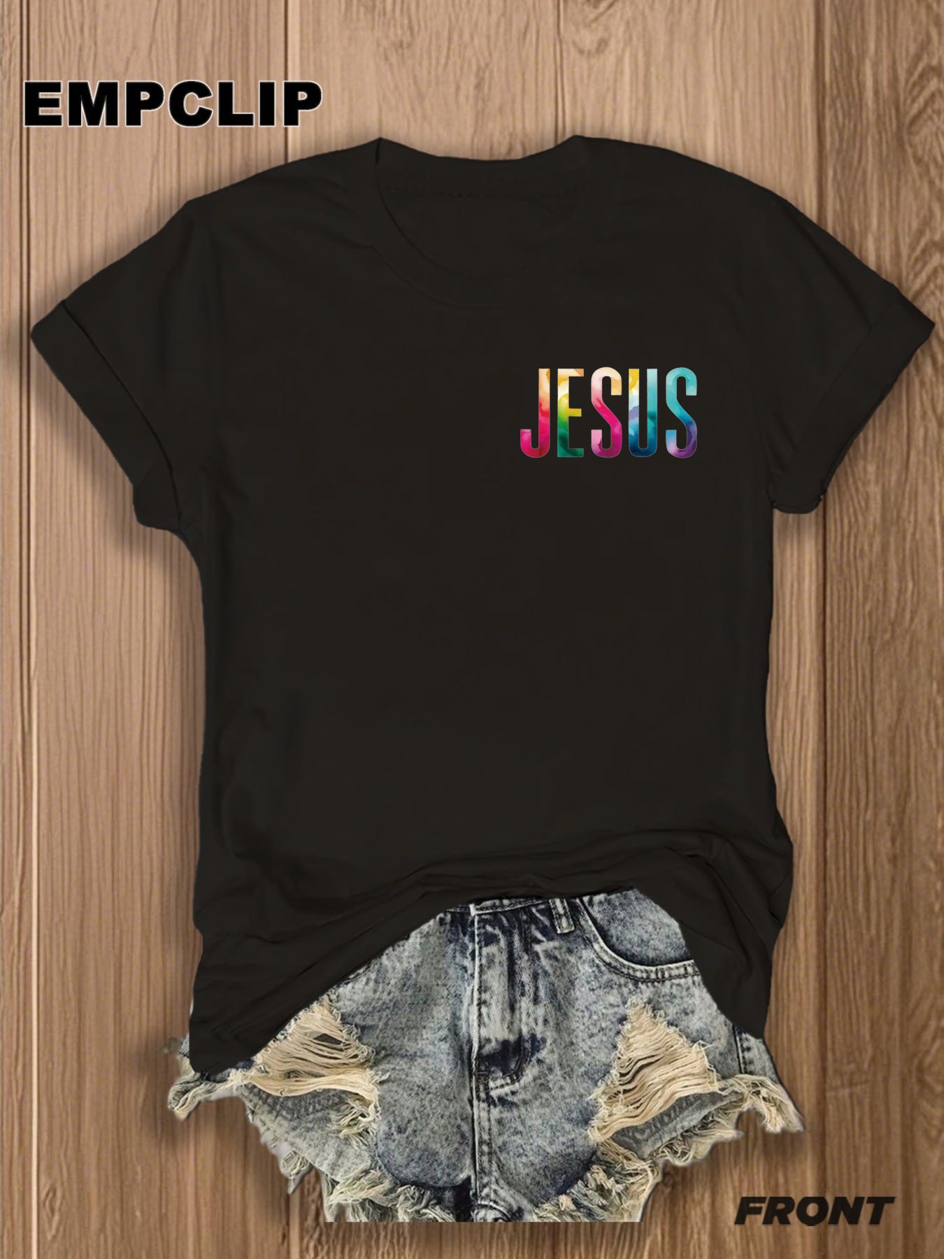 [Front and Back Image] Double-Sided Printed Women's T-Shirt- Jesus: The Way, the Truth, the Life- Colorful Inspirational Christian Women's T-Shirt| Faith Clothing| Suitable for Church Services and Religious Activities| Fashion Religious T-shi