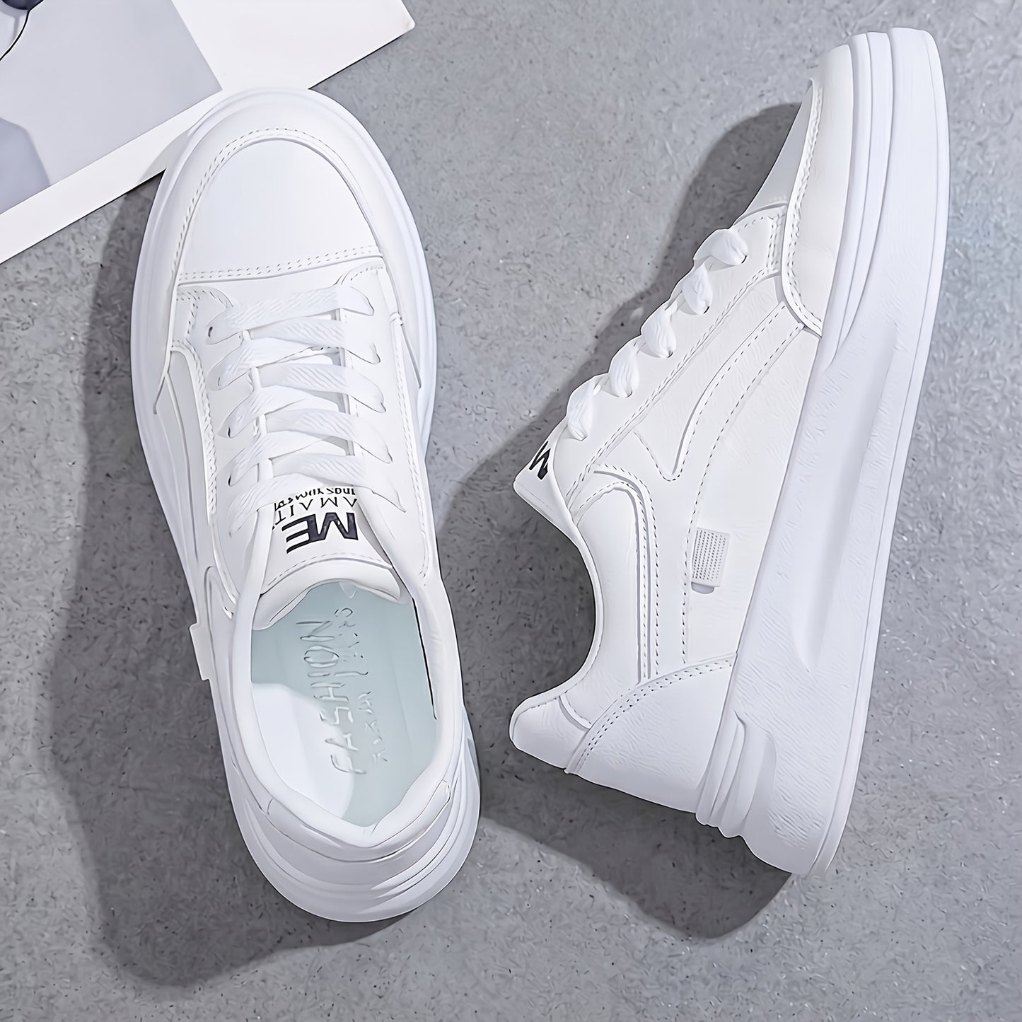 Women's Retro Low-Top Sneakers - Thick Platform Sole Anti-Slip Sole & Breathable Fabric Upper, Lace-Up Round Toe White Suitable for Running, Gym, Casual Wear, - Versatile Sneakers, Women Shoes