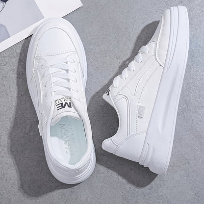 Women's Retro Low-Top Sneakers - Thick Platform Sole Anti-Slip Sole & Breathable Fabric Upper, Lace-Up Round Toe White Suitable for Running, Gym, Casual Wear, - Versatile Sneakers, Women Shoes