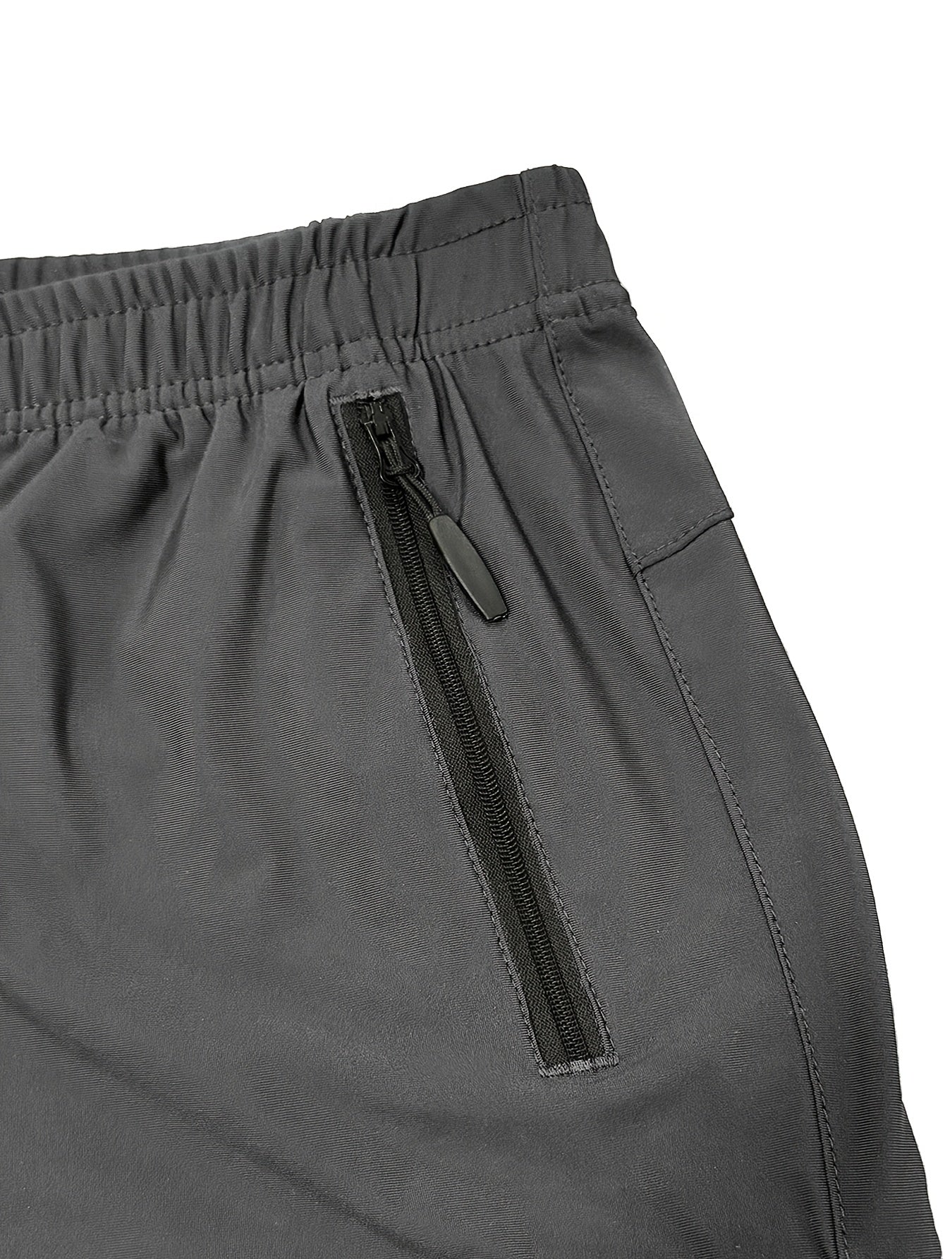 Men's Quick Dry Multi-Pocket Zipper Shorts, Elastic Waist Drawstring, Lightweight Breathable Fabric, Casual Sports Workout Running Hiking Shorts, Summer Outdoor Cargo Shorts for Men with Secure Zippered Pockets
