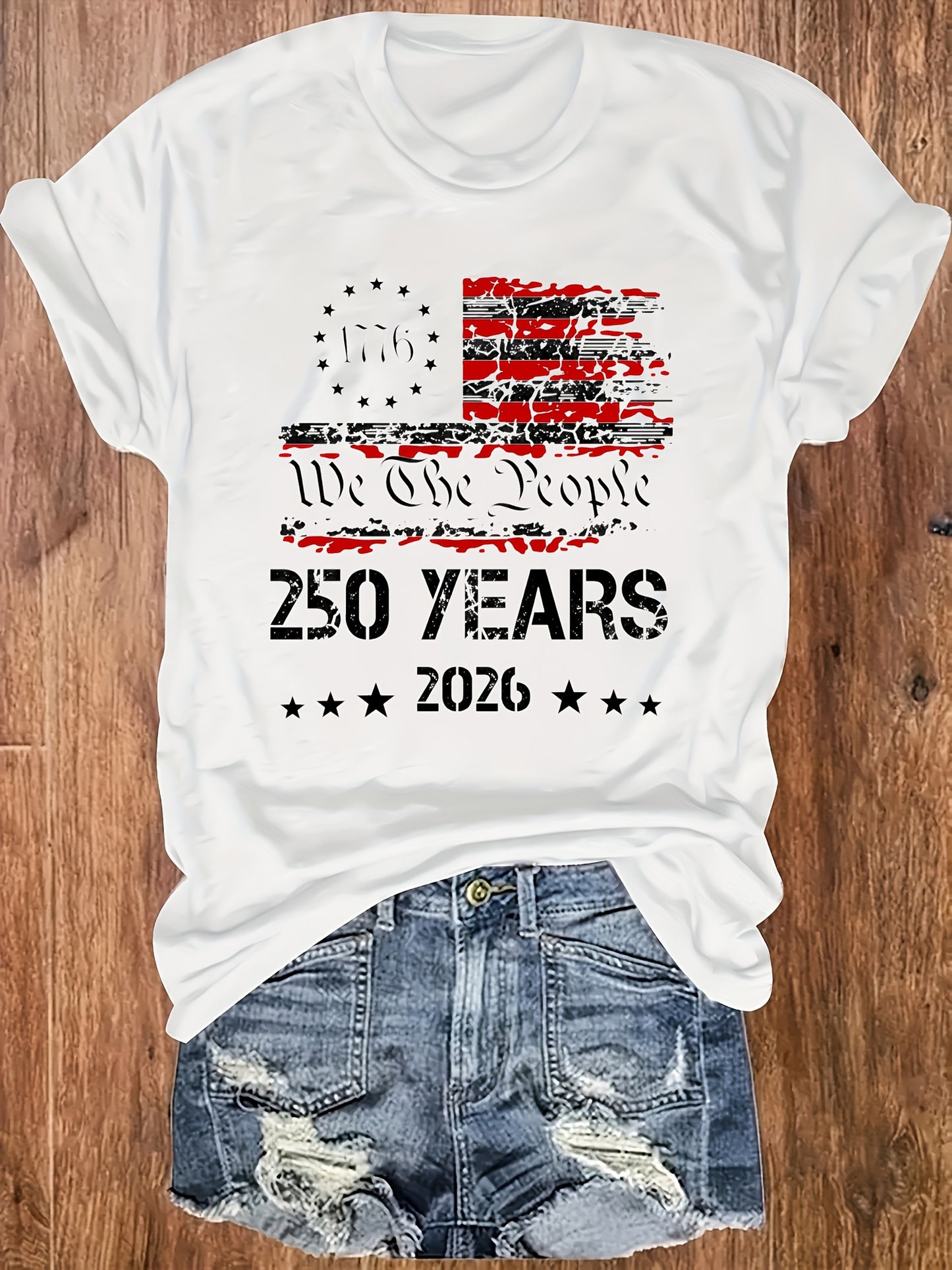 250 YEARS 2026 We The People Round-neck Pullover Comfortable And Soft Women's T-shirt