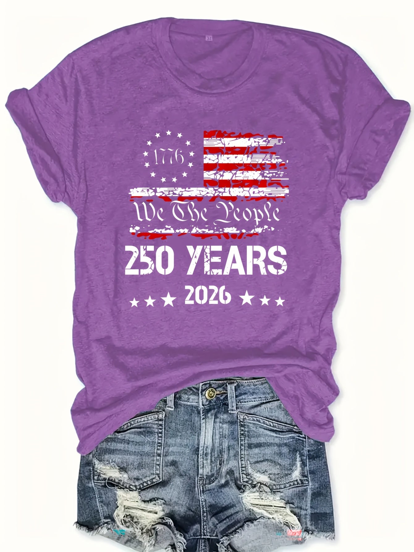 250 YEARS 2026 We The People Round-neck Pullover Comfortable And Soft Women's T-shirt