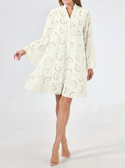 Elegant Mint Green V-Neck Shirt Dress with Bell Sleeves and Lace Cut-Out Detail - Chic Long Casual Dress for Women, Ideal for Home Gatherings and Parties, Casual Party Dress|Bell Sleeve Dress|Machine Washable Dress, Cute Dresses