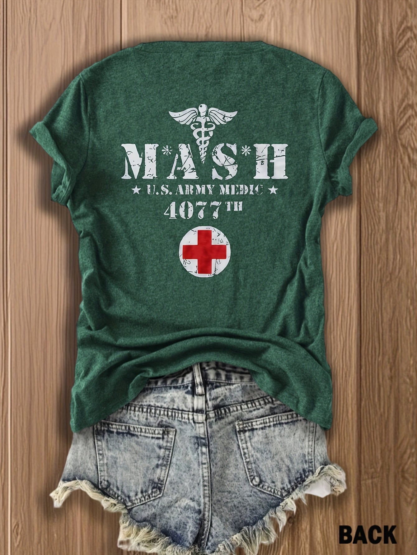 MASH U.S. Army Mobile Hospital Vintage Graphic Tee for Enthusiasts -  Style Double-Sided Print -blend T-shirt with Double-sided Print