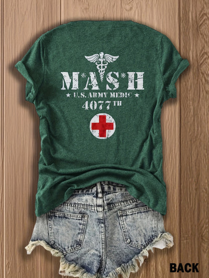 MASH U.S. Army Mobile Hospital Vintage Graphic Tee for Enthusiasts -  Style Double-Sided Print -blend T-shirt with Double-sided Print