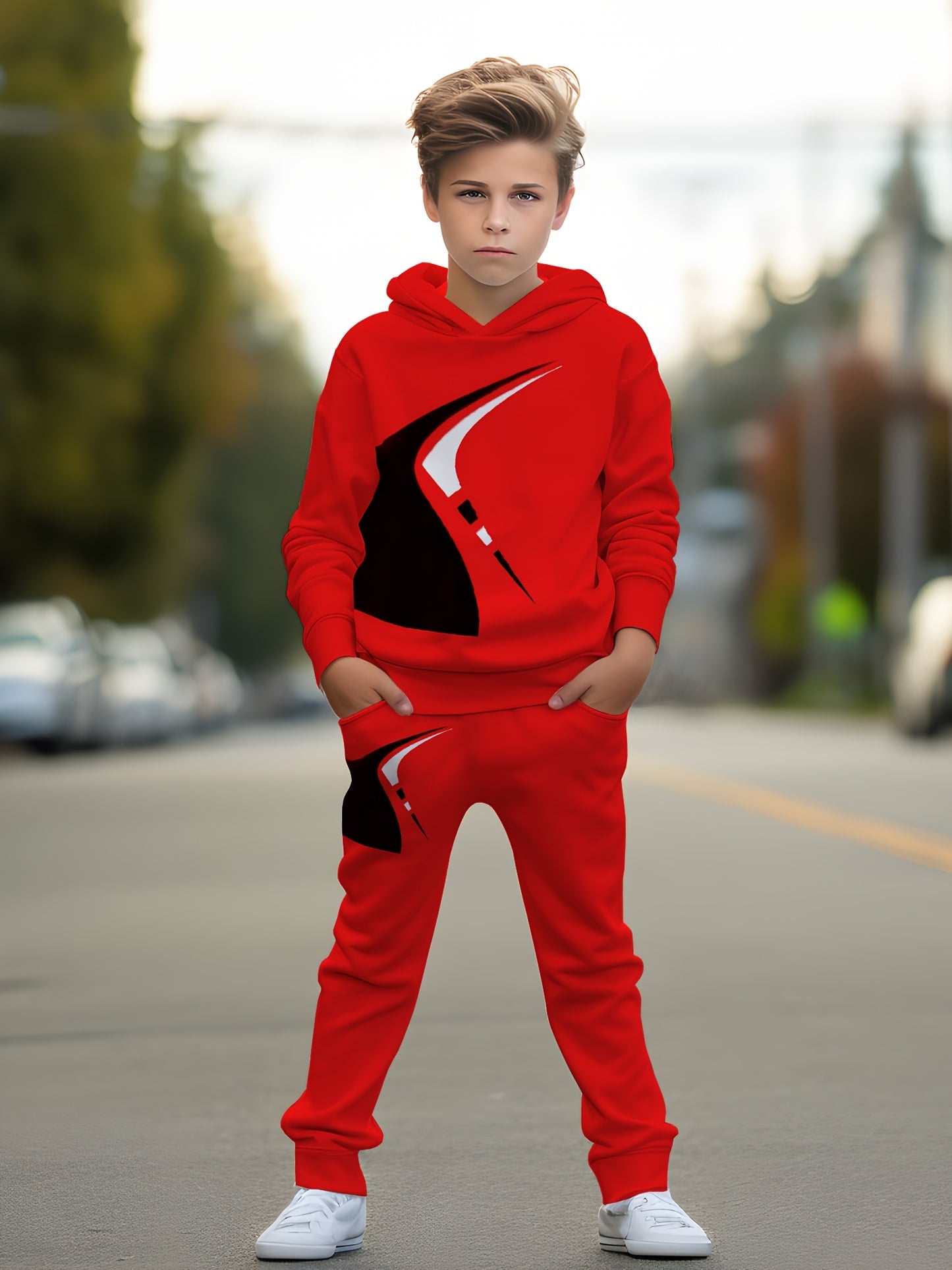Random Sent .Boys 3D Print Hoodie Set Hoodie Pant Pocket Set, for Outdoor