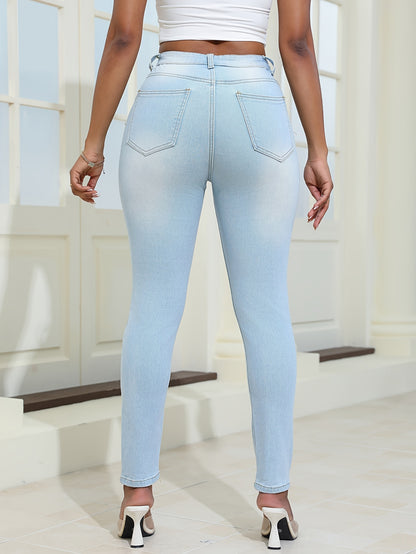 Women Distressed Jeans Women`S Waist Stretch Denim Pants Color Ripped Yellow Detail Skinny Jean for Women