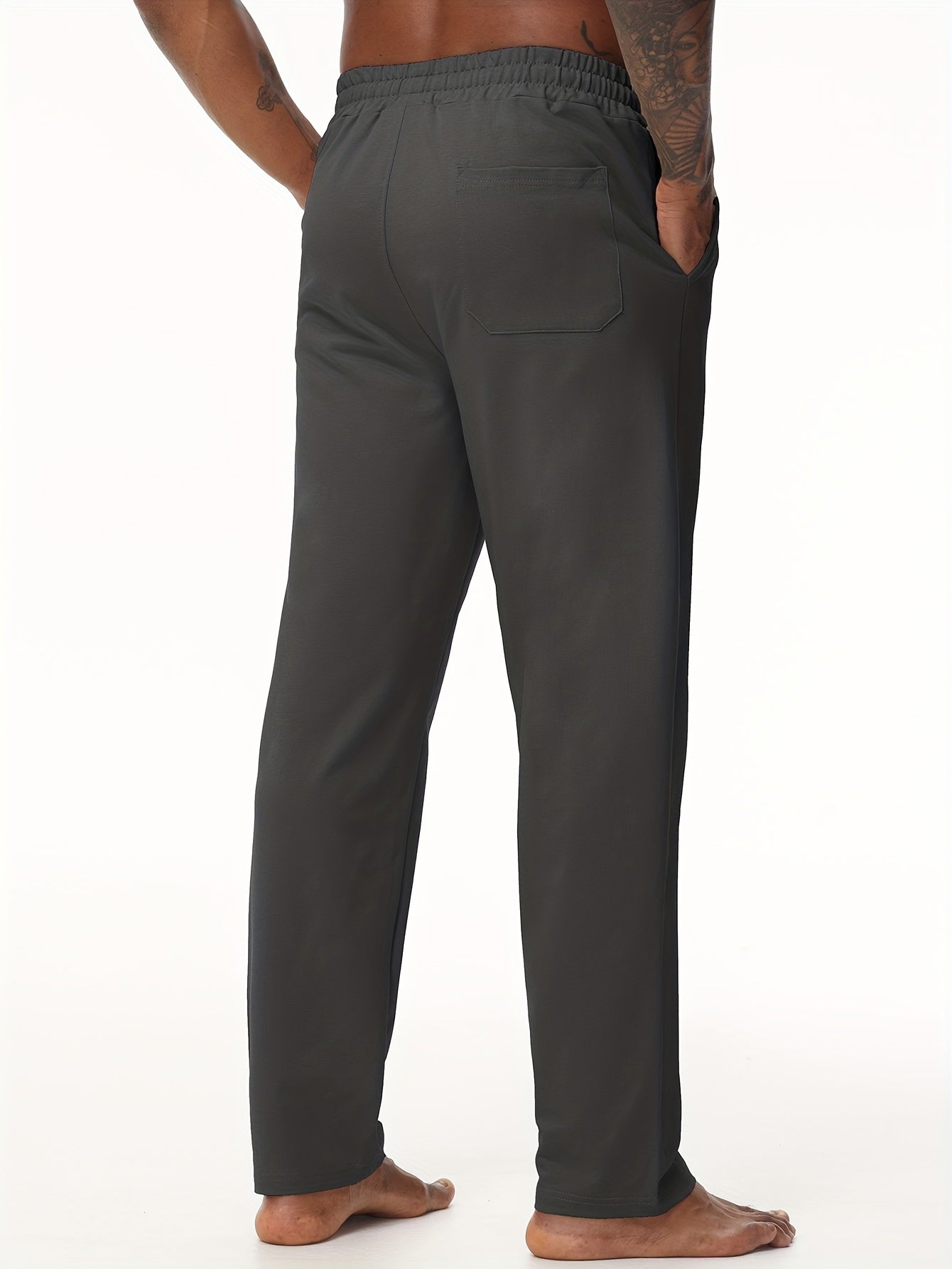 EXARUS Men'S Yoga Sweatpants Set - 2pcs, Athletic Lounge Pants with Open Bottom Straight Leg And Pockets