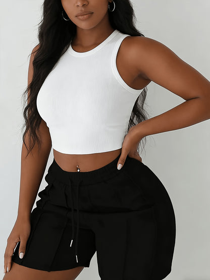 (4 Pack) Solid Color Drawstring Shorts with Casual Elastic Waist And Slant Pockets for Women, Suitable for Spring And Summer Casual Wear
