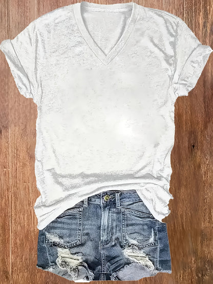 Women's V-neck Short Sleeve Casual Loose Top Base Short Sleeve T-shirt