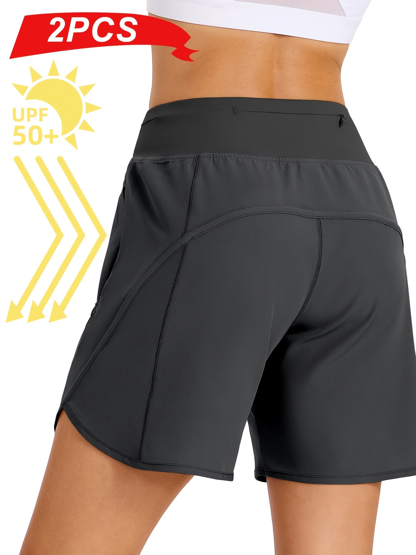 2-Pack Athletic Shorts for Women - Breathable Stretchy Quick-Dry Durable with Waistband for Running Gym Tennis Summer Running Short