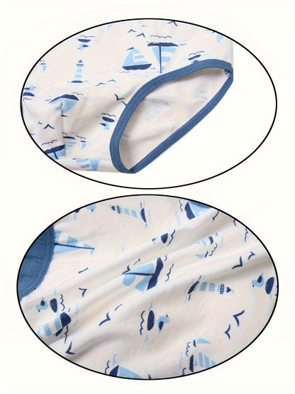 8pcs Boys' Ocean Crocodile Briefs - Soft, Breathable Blend Underwear with Stretch, Non-Transparent Animal Print for All Seasons