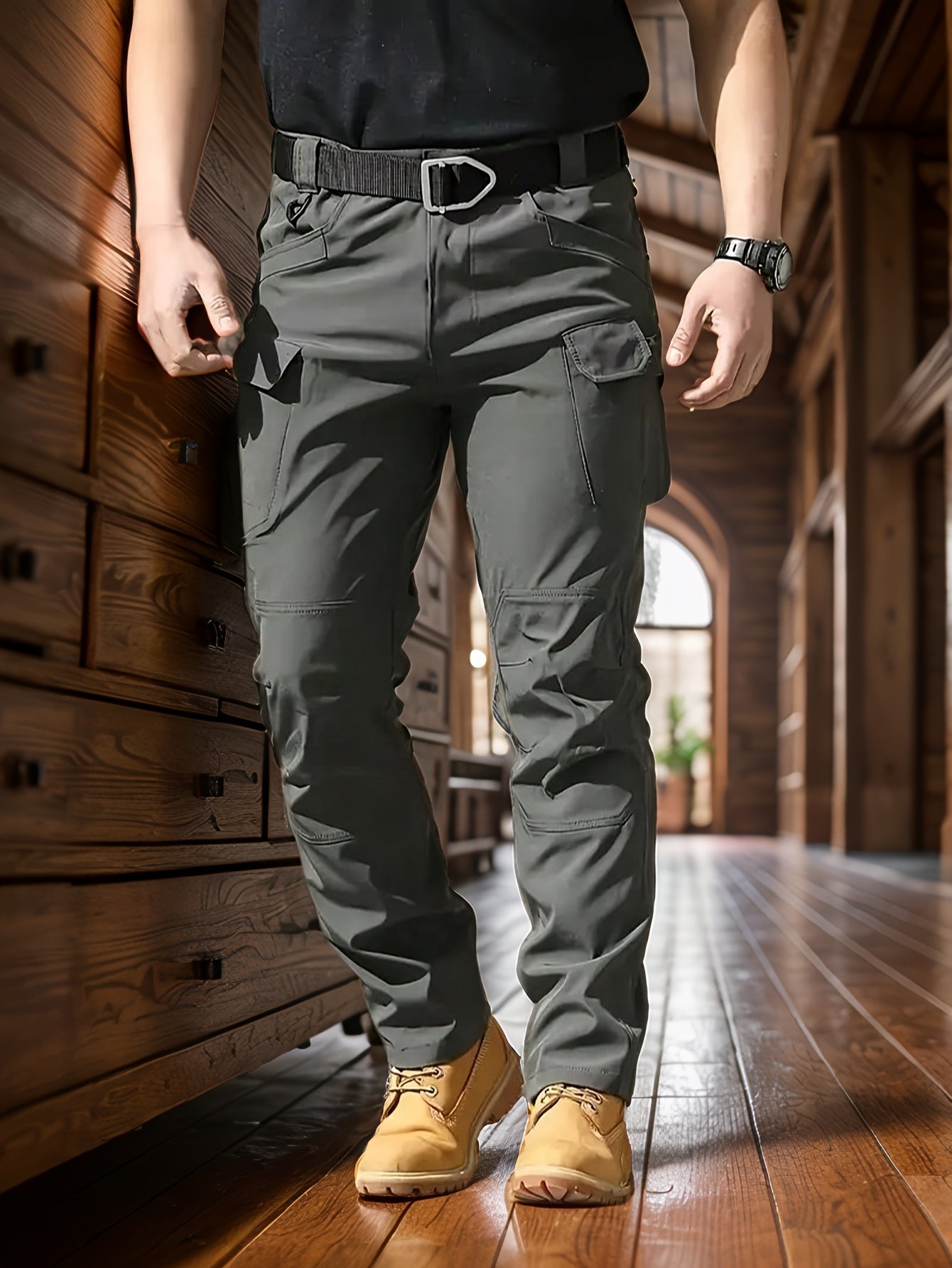 2-Pack Men'S Outdoor Tactical Cargo Pants, Multifunctional Pockets, Lightweight And Durable Work Pants, (Belt Included) Suitable For Camping, Hiking And Fishing, Suitable For Spring, Summer And Autumn Seasons