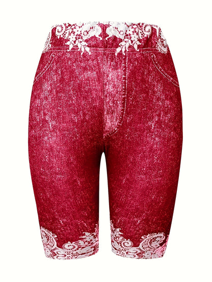 European And American Women's Pants Are Fashionable, Casual, Randomly Printed, Women's Leggings, Cropped Pants, Tight Fitting