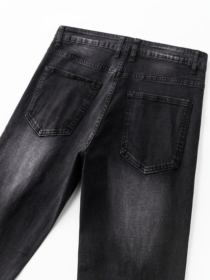 Men's Jeans Slim Stretch Hole Long Pants