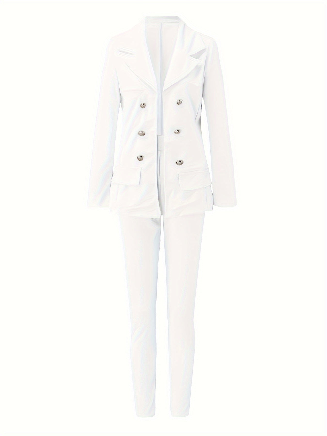 Women'S Clothing: Two-Piece Business Casual Set Featuring a Double-Breasted Blazer And Slim Fit Pants