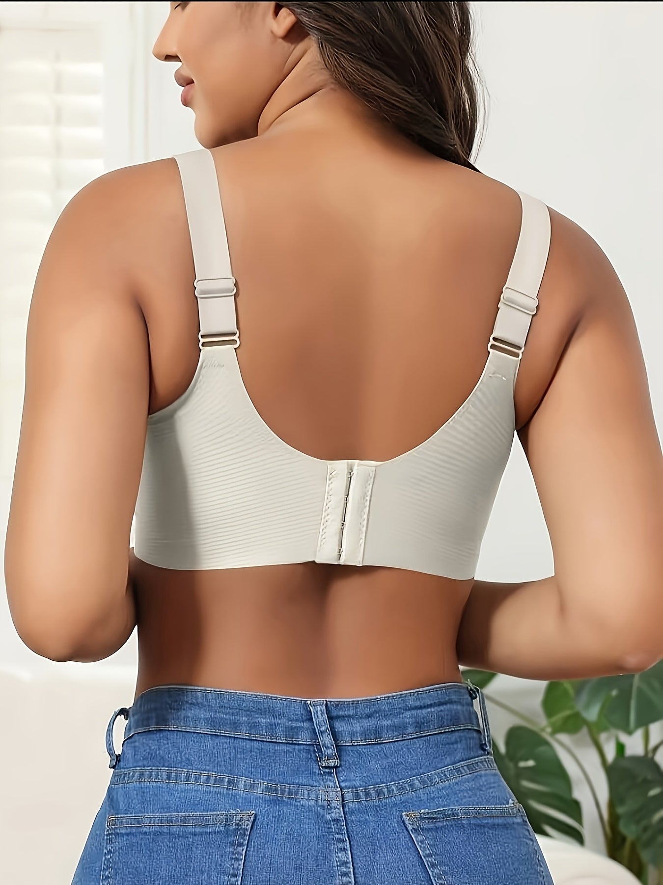 3pcs Women'S Bra Set - Wire-Free Push-Up Support with Adjustable Straps, Ultra-Soft Breathable Non-Detachable Padded Cups, Full Bust Coverage for Daily Wear (Lingerie) - 3 Bras Suitable for Women (White, Apricot, Black)