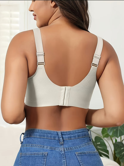 3pcs Women'S Bra Set - Wire-Free Push-Up Support with Adjustable Straps, Ultra-Soft Breathable Non-Detachable Padded Cups, Full Bust Coverage for Daily Wear (Lingerie) - 3 Bras Suitable for Women (White, Apricot, Black)