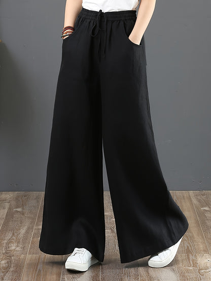 Women's Palazzo Pants Drawstring Waist Wide Leg CLoose Trousers with Pockets Comfort