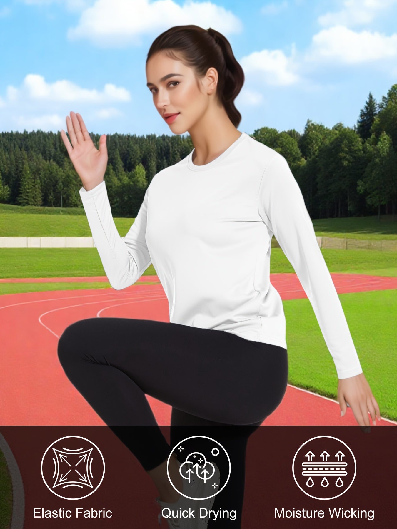 5pcs Women's Quick-drying And Breathable Long-sleeved T-shirt Set, Basic Base Layer for Training, Moisture-wicking, Women's S Tops, Suitable for Casual Attire.