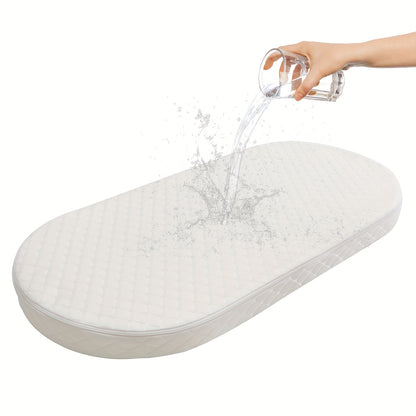 Oval-Shaped Baby Bassinet Mattress Made of Breathable, Premium Foam That Is Hypoallergenic And Non-Toxic, Featuring a Removable Waterproof Cover