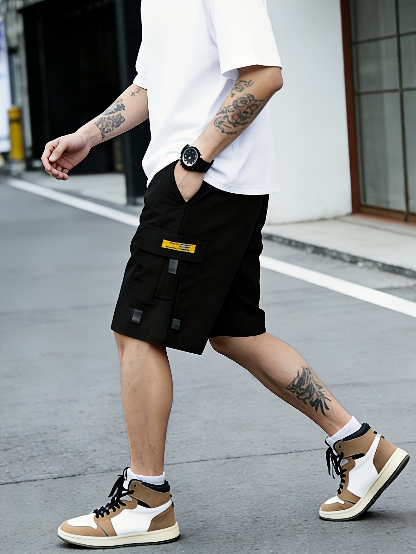 3PcsMen's Gray Cargo Shorts Drawstring Waist Loose Fit Multi-Pocket Lightweight Summer Casual Shorts, Men's Streetwear Outdoor Daily Bottoms
