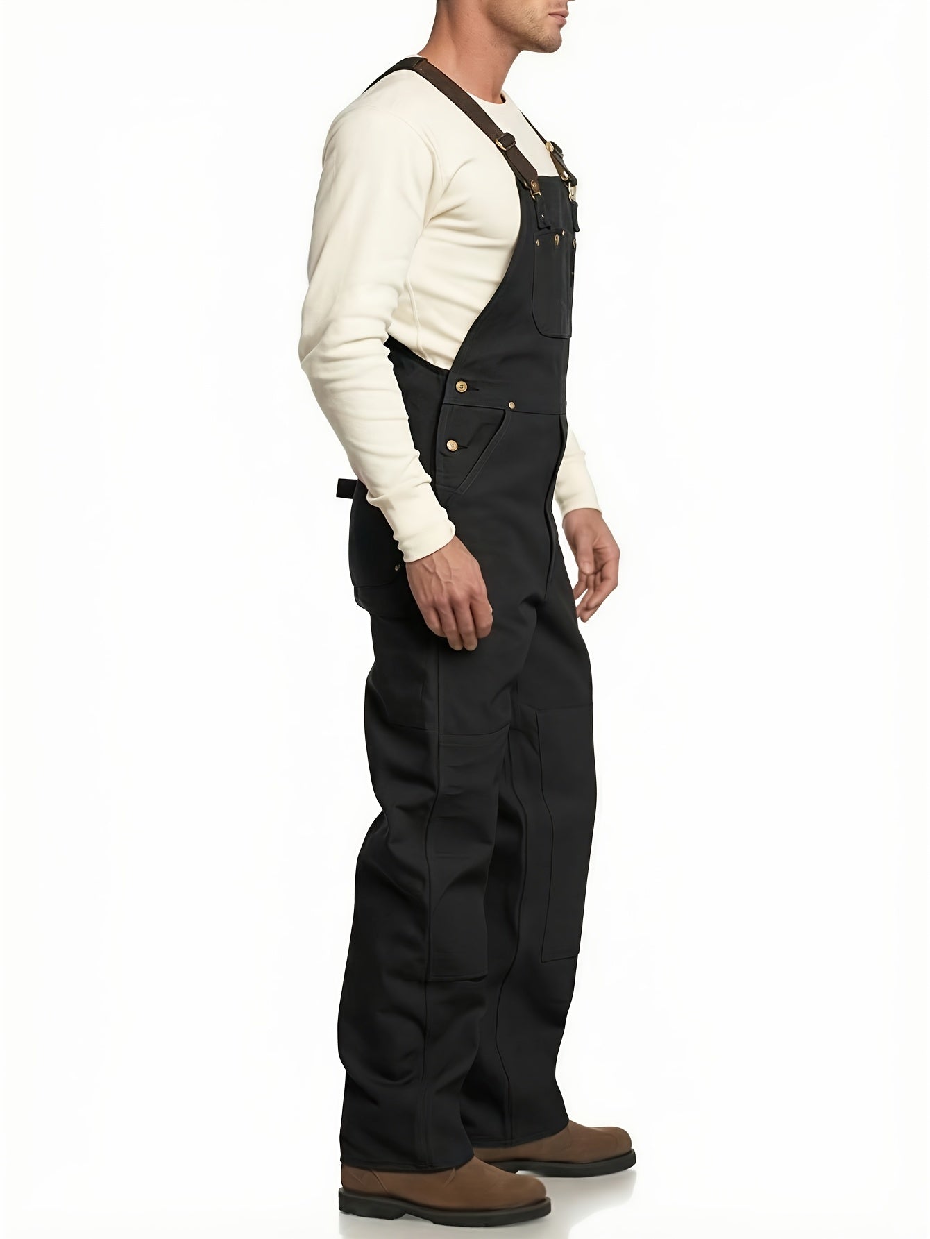 Men'S Brown Oxford Overalls - Multi-Pocket Workwear with Adjustable Straps And Waist, Durable for Farm/Ranch, Motorcycle And Outdoor - Perfect Birthday And Father'S Day Gift