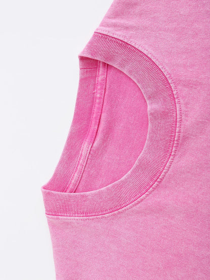 Men'S Casual Retro Washed 230G 100% Pink Short Sleeve T-Shirt, Breathable And Sweat-Absorbent, Comfortable Top, Suitable for All Seasons, Machine Washable, Perfect Holiday Gift for Friends, Plus Size