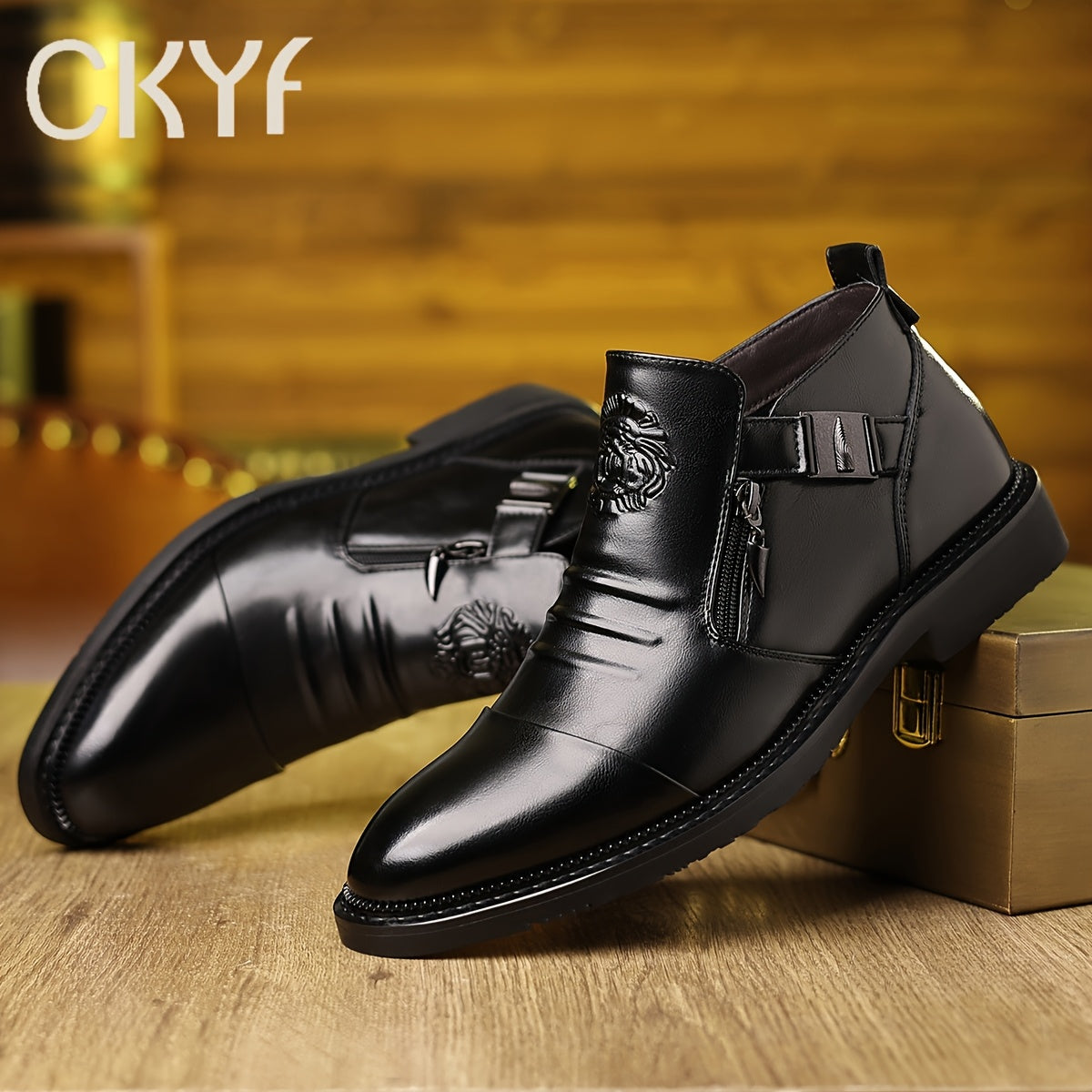 CKYF89618 Embossed Casual Men's Ankle Boot