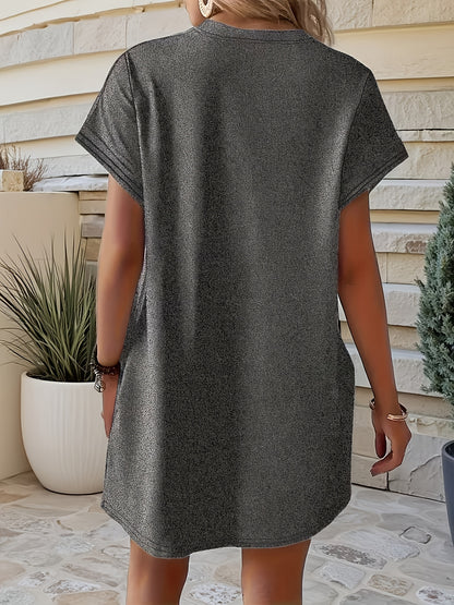 Not an Early Bird Slogan Printed Comfortable Women's Short Sleeve Round Neck T-Shirt Pajamas- Casual Pajamas, Machine Washable Polyester Blend