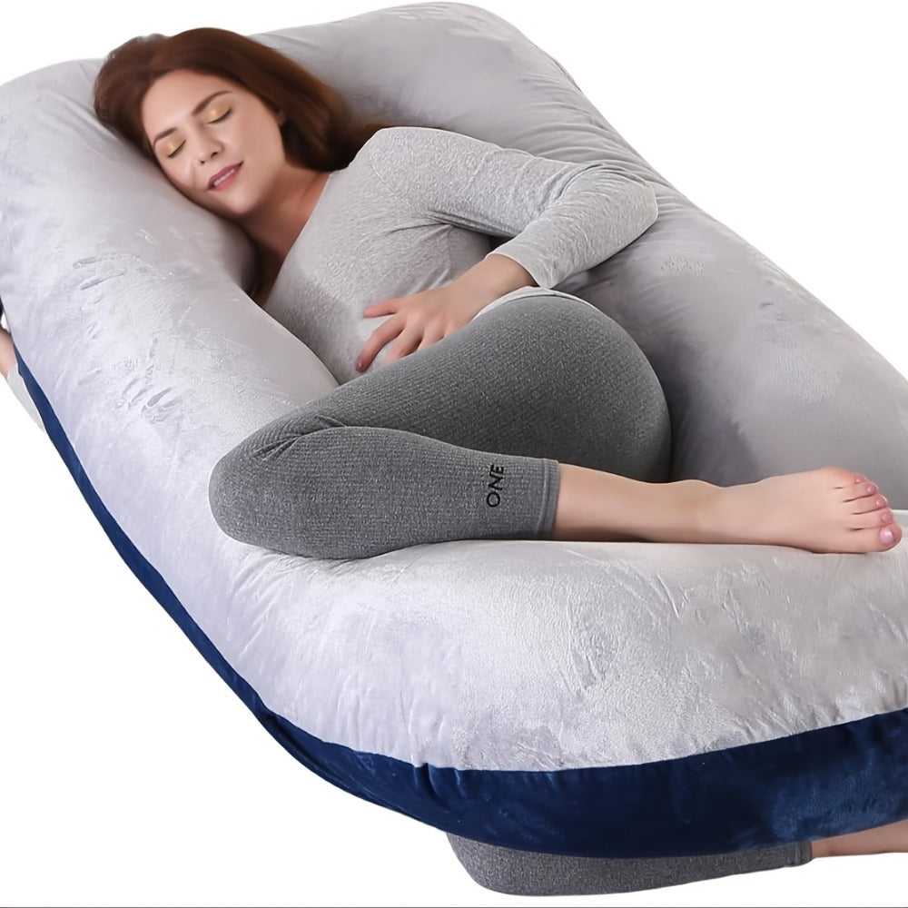 57-Inch J-Shaped Pregnancy Pillow - Breathable Washable Cover