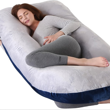 57-Inch J-Shaped Pregnancy Pillow - Breathable Washable Cover