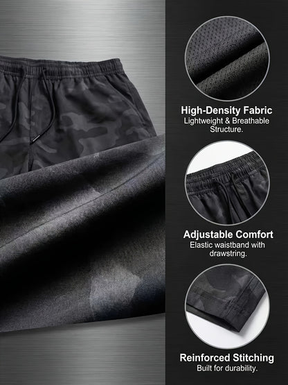 3pcs Men's Cargo Shorts, Casual Athletic Shorts - Multi-Pocket Ripstop, (Includes Wristband) Adjustable Waist (Black, Gray, Khaki) - Outdoor & Travel