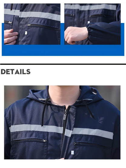 One-Piece Workwear Set with Multiple Zippered Pockets, Comfortable Fit, Machine Washable, And All-Season for Gardening, Post Office, And Auto Repair Shops