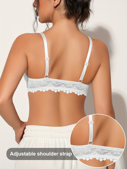 Sexy Lace Front-closure Bra For Women, Featuring Thin Cups, Comfortable And Breathable Design, And Soft, Skin-friendly Fabric. Easy To Put On And Take Off, Stylish And Fashionable. Suitable For Everyday Wear And Commuting.