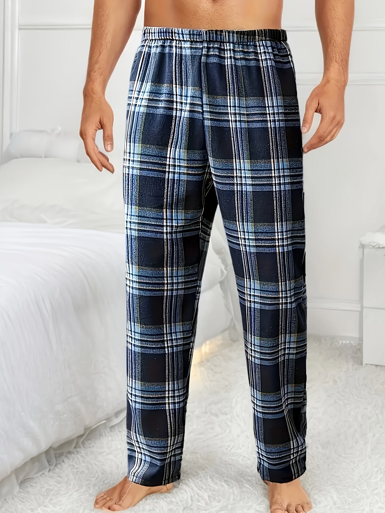 4pcs Set Spring Summer Men's New 4 Pair Plaid Pants Pajama Pants Men's Spring And Autumn Loose Can Be Worn 4pcs Combination Bag Casual Pants Only One Pocket On One Side