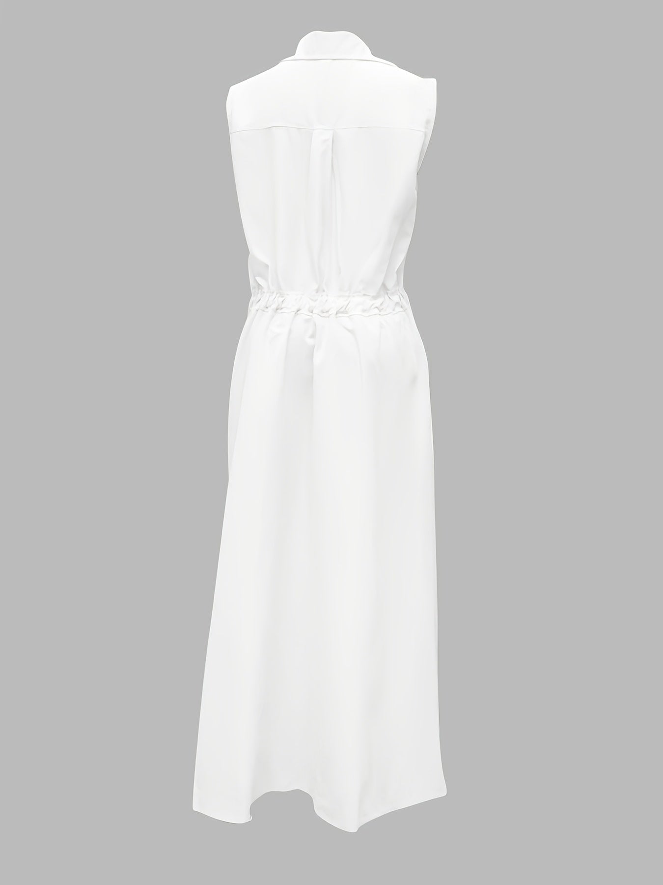 Sleeveless Solid Color Lapel Long Dresses Midi Dresses