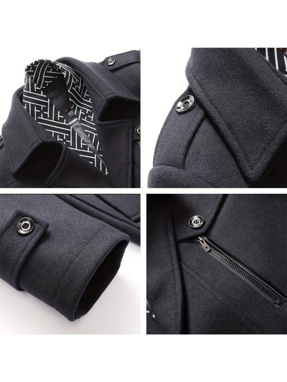 Men's Versatile Wool Blend Single-Breasted Coat