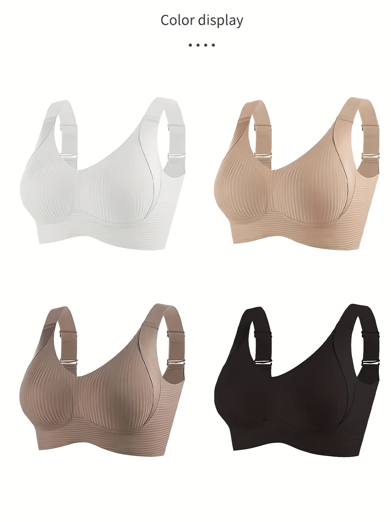 1/2Women's Seamless Wireless Bra - Comfortable, Thin Design, Suitable for Chest Sizes, Full Coverage, Anti Sagging Lifting, Black, Collar Style, Nylon Material, Hand Wash Or Dry Clean, Collar Bra | Smooth Silhouette | Elastic Nylon Fabric