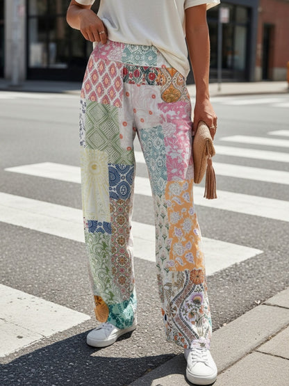 New Women'S Casual Loose Trousers with a Cute Small Floral Splice for Autumn And Winter