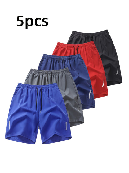 5pcs Minimalist Sports Shorts for Men in Summer, Thin And Quick-Drying Running And Fitness Pants, Loose And Breathable Casual Five-Quarter Pants
