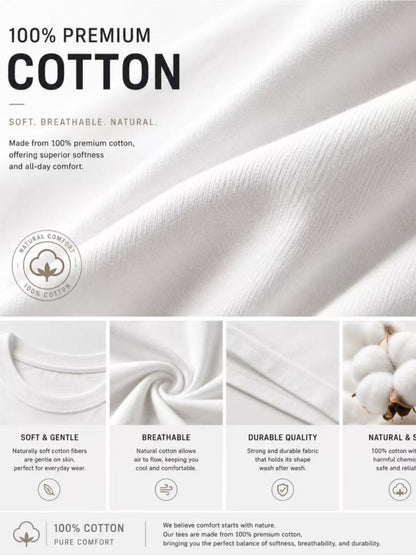 5 Pack Mens Cotton Crew Neck Regular T-Shirts Bulk Short Sleeve Lightweight Tees White Colors