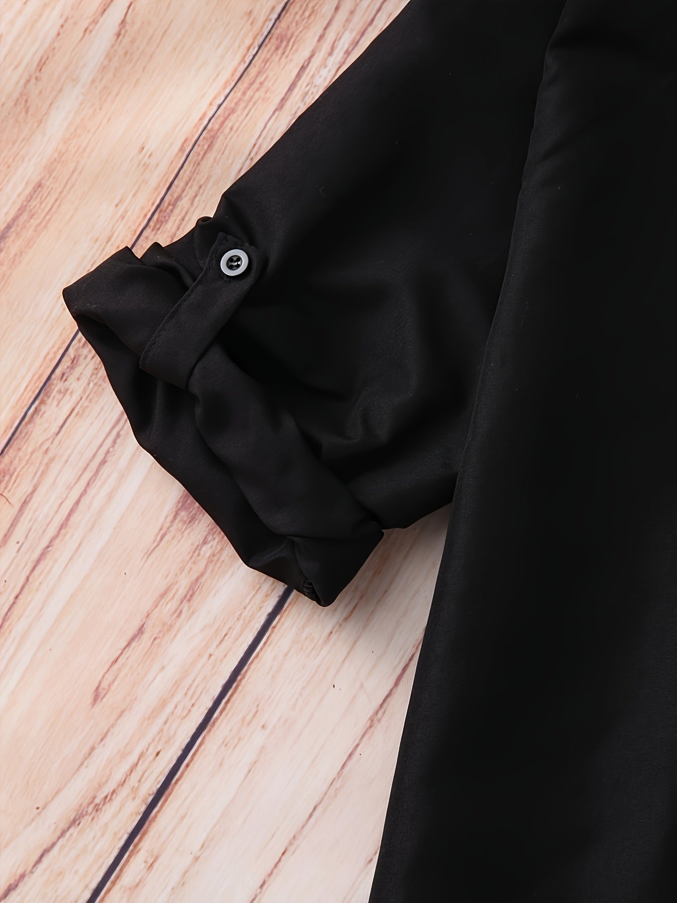 Plus Size, Plus Size Women's Solid Long Sleeve Shirt, Breathable Collar Button Blouse, Loose Fit Elegant Tops for Summer, 1XL-5XL
