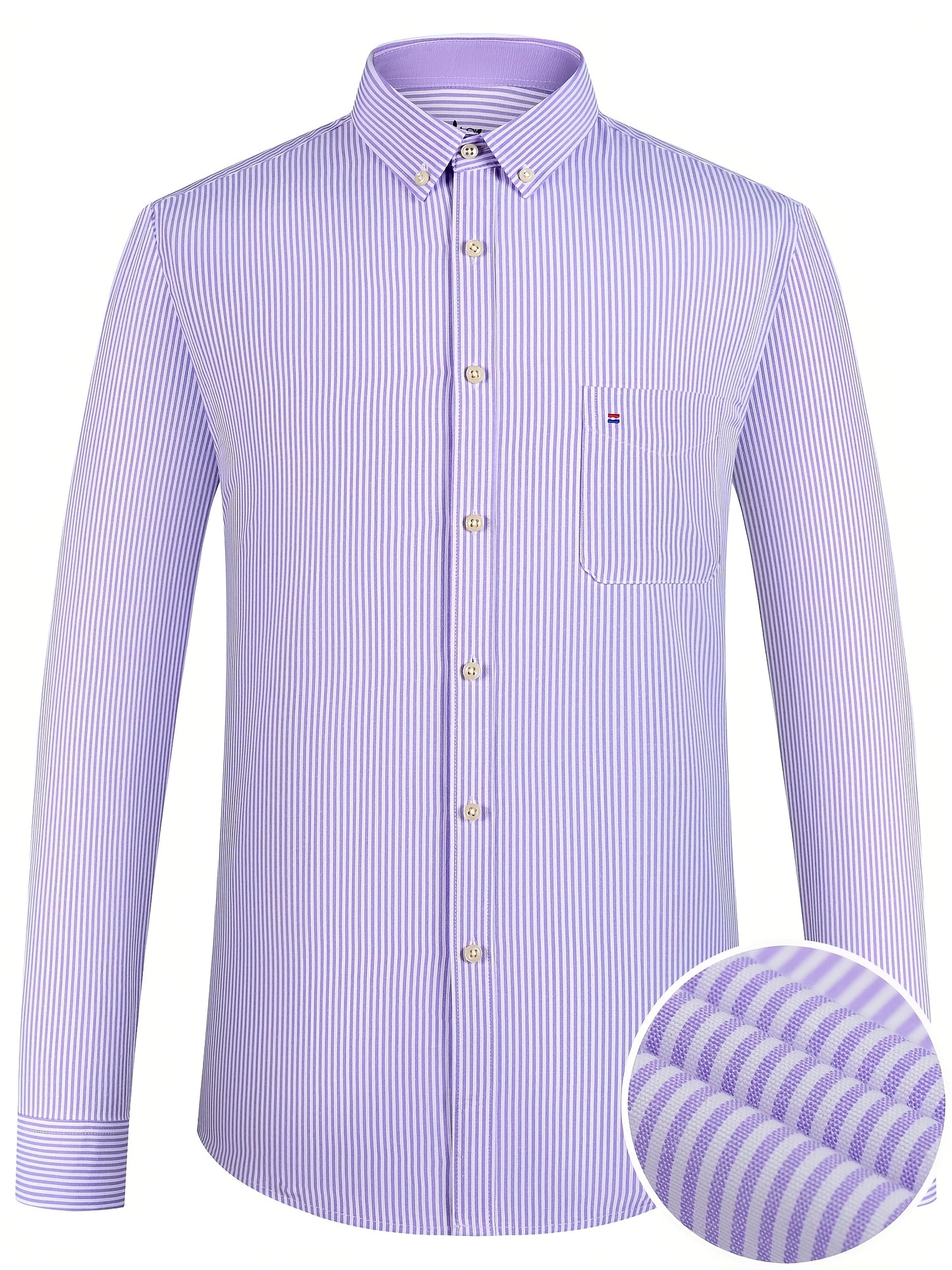 Men'S Long Sleeve Shirt with Classic Stripes, Ideal for Business Formal Events, Perfect Gift for Him