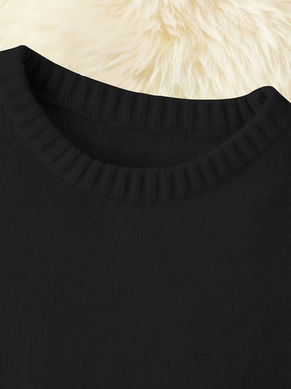 Women's Textured Pullover Sweater - Relaxed Fit Crew Neck