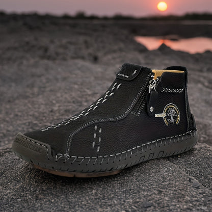 Ladies Plus Size Classic Boots Outdoor Casual Shoes with Zipper Decoration Handmade British Style Flat-bottomed Booties., Women Shoes