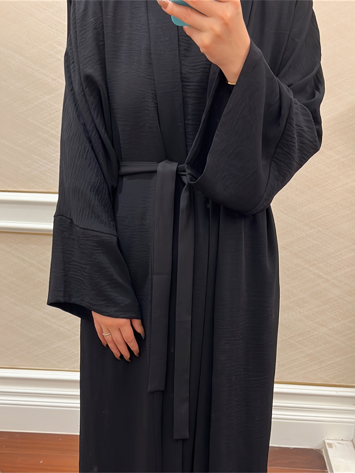 Muslim Lady 2pcs Abaya Set Eid Abaya Inner+open Abaya With Pocket