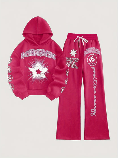 Hoodie And Sweatshirt Set with Print [Focused Growth]