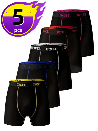 5pcs Men's Underwear, Casual Boxer Briefs Shorts, Breathable Comfy Stretchy Boxer Trunks, Sports Shorts