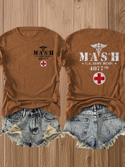 MASH U.S. Army Mobile Hospital Vintage Graphic Tee for Enthusiasts -  Style Double-Sided Print -blend T-shirt with Double-sided Print